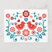 rood en blauw Scandinavisch folkpatroon Briefkaart (Voorkant)