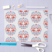 rood en blauw Scandinavisch folkpatroon Tissuepapier (Craft)
