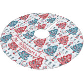 Rood en Blauw Scandinavisch Kerstboom Patroon Kerstboom Rok (Gekanteld)