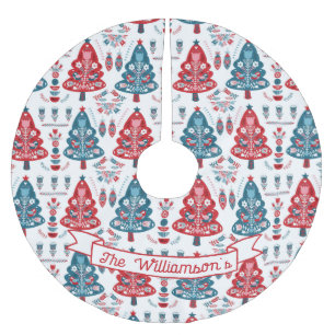 Rood en Blauw Scandinavisch Kerstboompatroon Kerstboom Rok