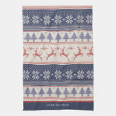 Rood en Blauw Scandinavisch Patroon Op Maat  Theedoek (Verticaal)