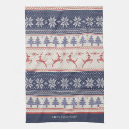 Rood en Blauw Scandinavisch Patroon Op Maat  Theedoek