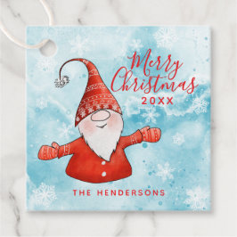 Rood en Blauw Schattige Gnome Custom Merry Christm Bedankjes Labels