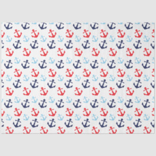 Rood en Blauw Scheepsanker Patroon Tissuepapier