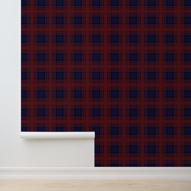 Rood en Blauw Schots Geruit Behang (Applicatie)