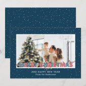 Rood- en blauw sneeuwlampje met kerstkaarten feestdagenkaart (Voorkant / Achterkant)