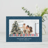 Rood- en blauw sneeuwlampje met kerstkaarten feestdagenkaart (Staand voorkant)