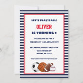 Rood- en blauw-sport - Birthday - uitnodiging (Voorkant)