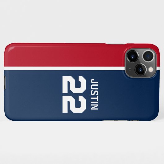 Rood en blauw sportthema iPhone hoesje (Achterkant horizontaal)