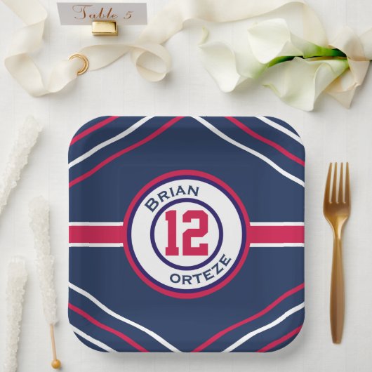 Rood- en blauw-sportthema Papieren Bord (Huwelijk)