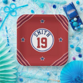 Rood- en blauw-sportthema Papieren Bord (Feest)