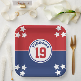 Rood- en blauw-sportthema Papieren Bord