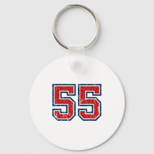 Rood En Blauw Srts Nummer 55 Jersey Uniform Speler Sleutelhanger