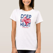 Rood en blauw staatscutout diep in het hart t-shirt (Voorkant)