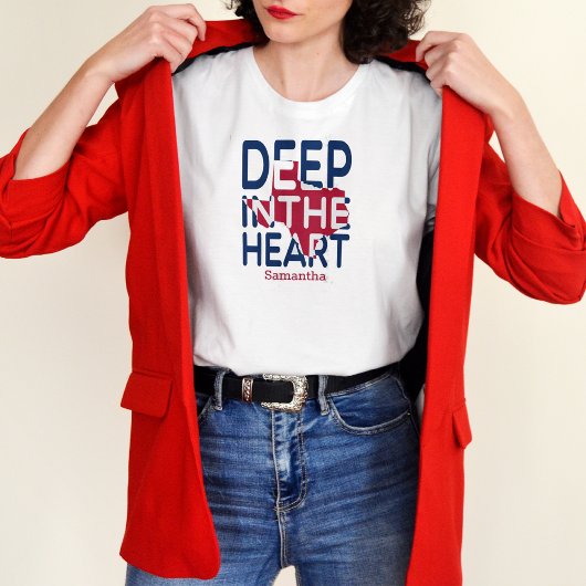 Rood en blauw staatscutout diep in het hart t-shirt