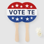 Rood en blauw stemmen bij verkiezingen handwaaier (Voorkant en achterkant)