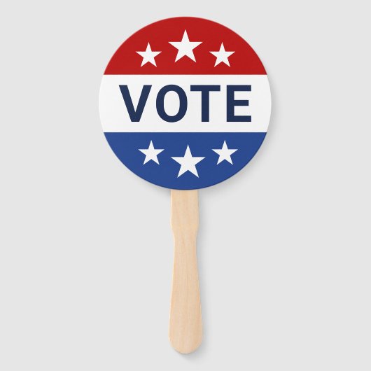 Rood en blauw stemmen bij verkiezingen handwaaier (Voorkant)