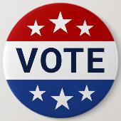 Rood en blauw stemmen bij verkiezingen ronde button 6,0 cm (Voorkant)