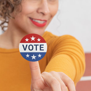 Rood en blauw stemmen bij verkiezingen ronde sticker