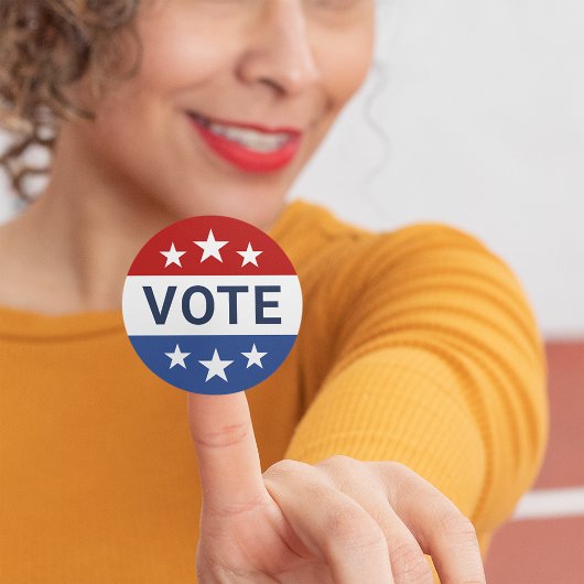 Rood en blauw stemmen bij verkiezingen ronde sticker