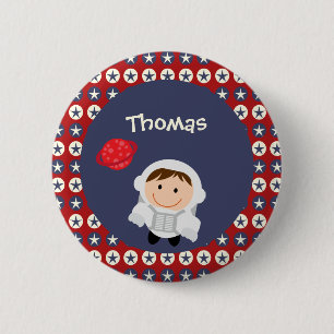 Rood en blauw sterren Astronaut Button