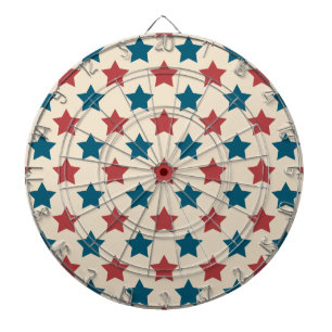 Rood en Blauw Sterren Patroon op Cream Dartbord