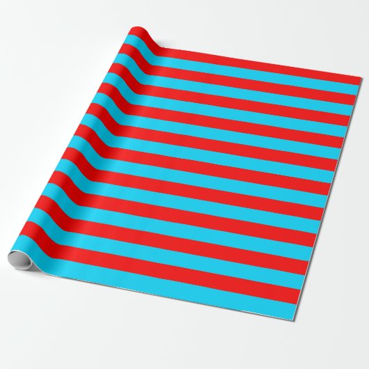 Rood en blauw strepen ontwerp cadeaupapier (Uitgerold)