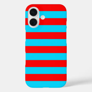 Rood en blauw strepen ontwerp iPhone 16 hoesje