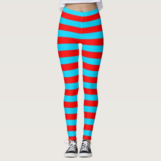 Rood en blauw strepen ontwerp leggings (Voorkant)