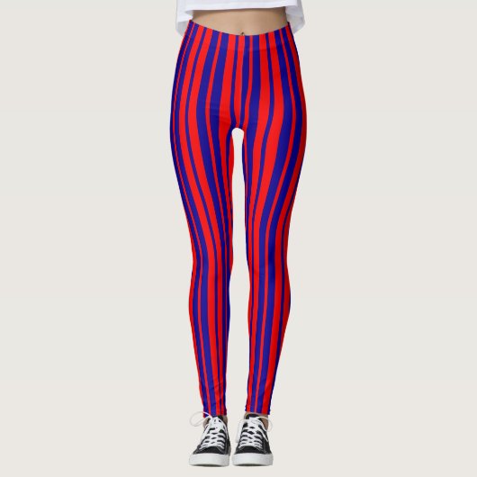 Rood en blauw strepen ontwerp leggings (Voorkant)