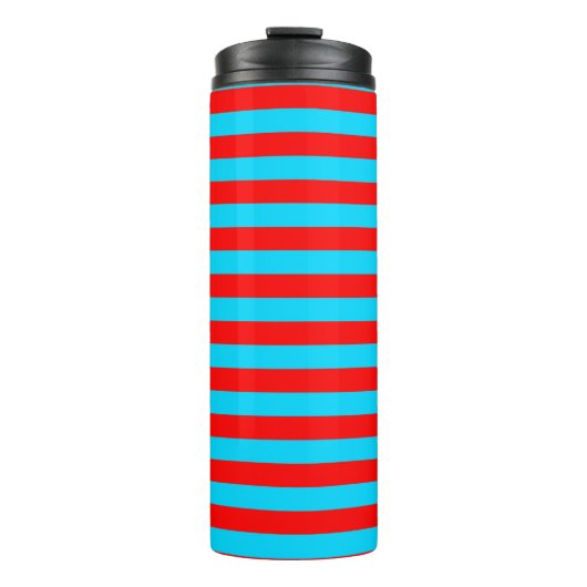 Rood en blauw strepen ontwerp thermosbeker (Voorkant)