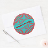 Rood en blauw Sunburst Banner Homemade Label (Envelop)