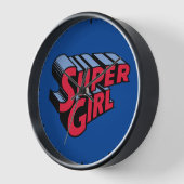Rood en Blauw Supergirl Gestapelde Naam Logo (Hoek)