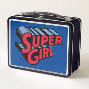 Rood en Blauw Supergirl Gestapelde Naam Logo