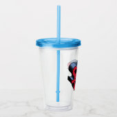 Rood en Blauw Supergirl Gestapelde Naam Logo Acryl Drinkbeker (Rechts)