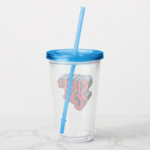 Rood en Blauw Supergirl Gestapelde Naam Logo Acryl Drinkbeker (Achterkant)