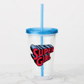 Rood en Blauw Supergirl Gestapelde Naam Logo Acryl Drinkbeker (Voorkant)