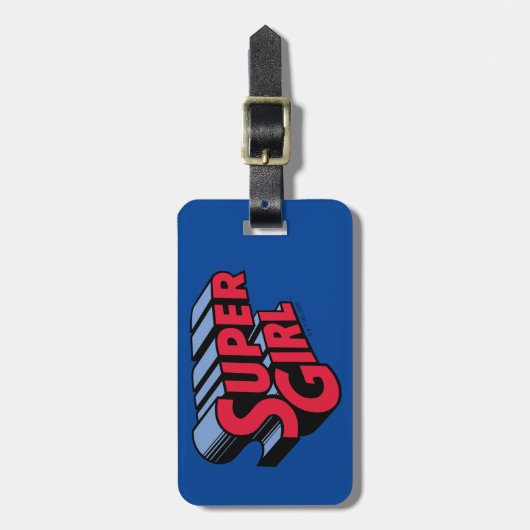 Rood en Blauw Supergirl Gestapelde Naam Logo Bagagelabel (Voorkant verticaal)