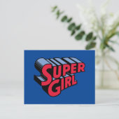 Rood en Blauw Supergirl Gestapelde Naam Logo Briefkaart (Staand voorkant)