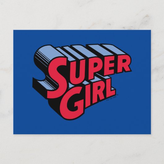Rood en Blauw Supergirl Gestapelde Naam Logo Briefkaart (Voorkant)