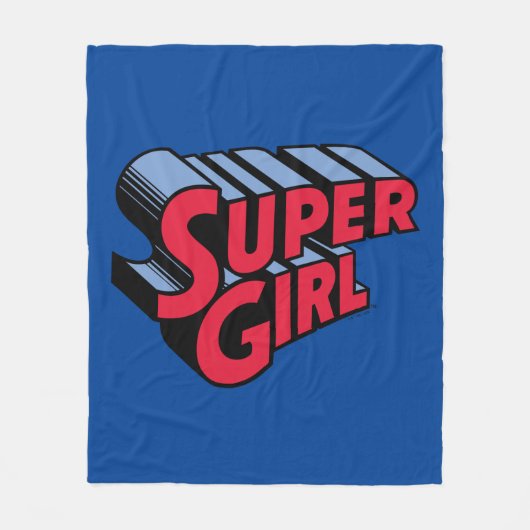 Rood en Blauw Supergirl Gestapelde Naam Logo Fleece Deken (Voorkant)