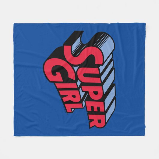 Rood en Blauw Supergirl Gestapelde Naam Logo Fleece Deken (Voorkant (Horizontaal))