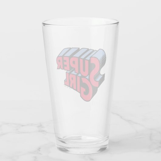 Rood en Blauw Supergirl Gestapelde Naam Logo Glas (Achterkant)