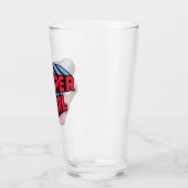 Rood en Blauw Supergirl Gestapelde Naam Logo Glas (Links)