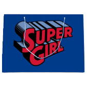 Rood en Blauw Supergirl Gestapelde Naam Logo Groot Cadeauzakje (Voorkant)