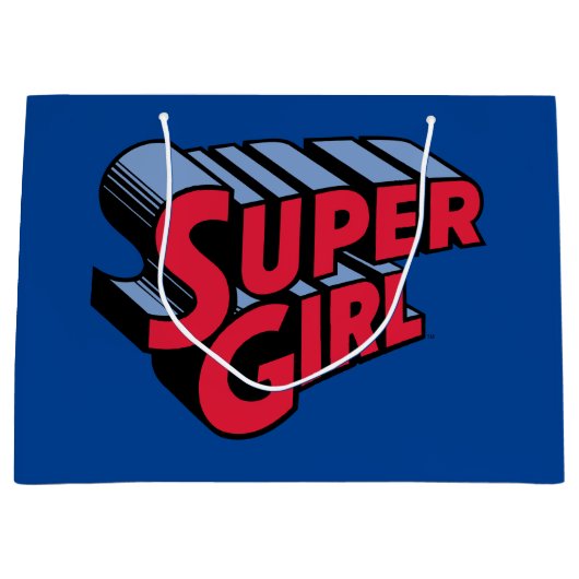 Rood en Blauw Supergirl Gestapelde Naam Logo Groot Cadeauzakje (Voorkant)