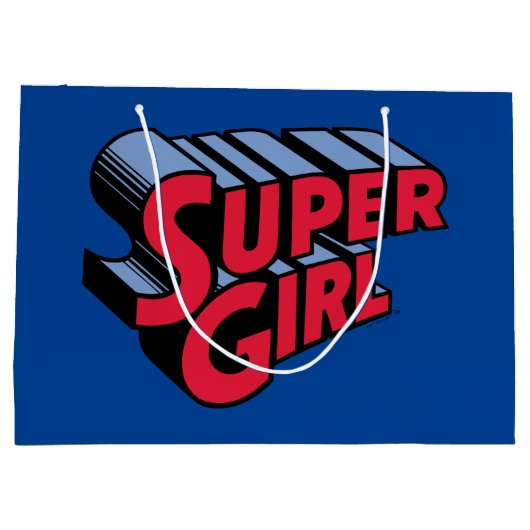 Rood en Blauw Supergirl Gestapelde Naam Logo Groot Cadeauzakje (Achterkant)