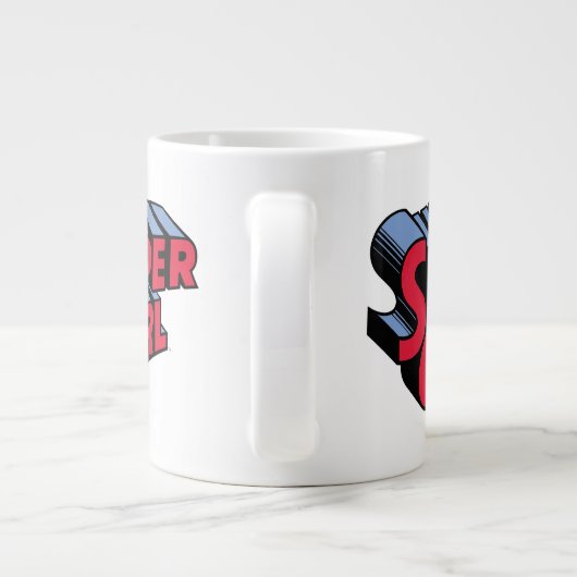 Rood en Blauw Supergirl Gestapelde Naam Logo Grote Koffiekop (Achterkant)