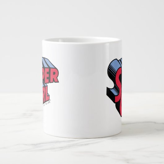 Rood en Blauw Supergirl Gestapelde Naam Logo Grote Koffiekop (Voorkant)