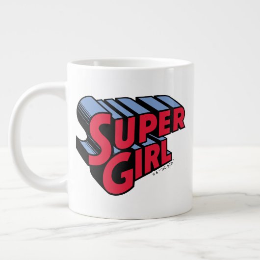 Rood en Blauw Supergirl Gestapelde Naam Logo Grote Koffiekop (Links)
